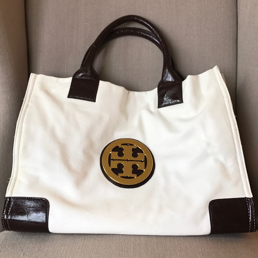 Brown and white Tory Burch purse
